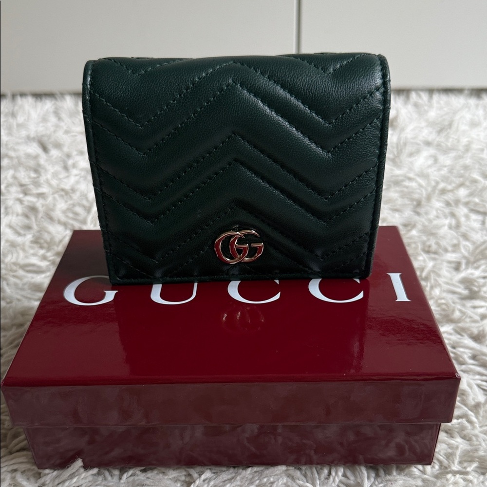 Gucci Dark Green Quilted Leather Wallet